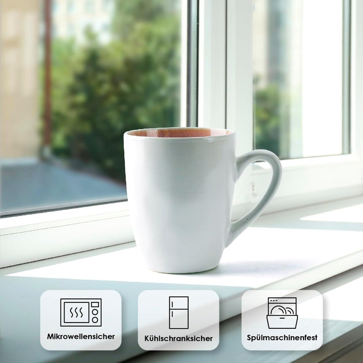 MIAMIO – 6 x 350 ml Kaffeetassen/Tassen Set aus Steingut Keramik Geschirr Set Handmade - Lumera Koll