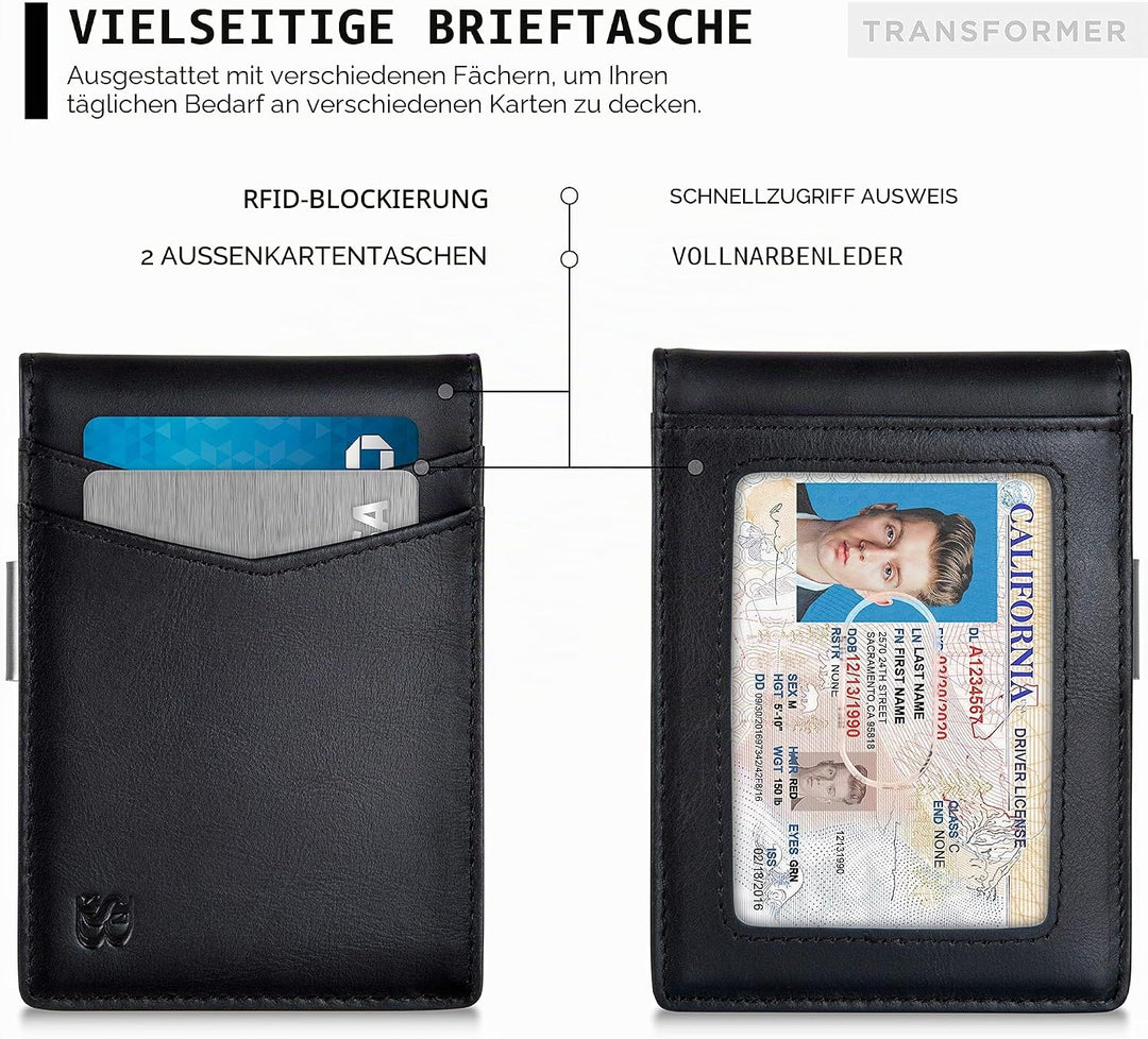 SERMAN Brands börse mit Klammer â€“ Herren-Portemonnaie, dünn, RFID-blockierender Kartenhalter, mini
