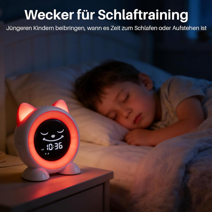 FiveHome Wecker Kinder-Schlaftrainer Kinder Kinderwecker Digital Lichtwecker mit 11 Farben Nachtlich