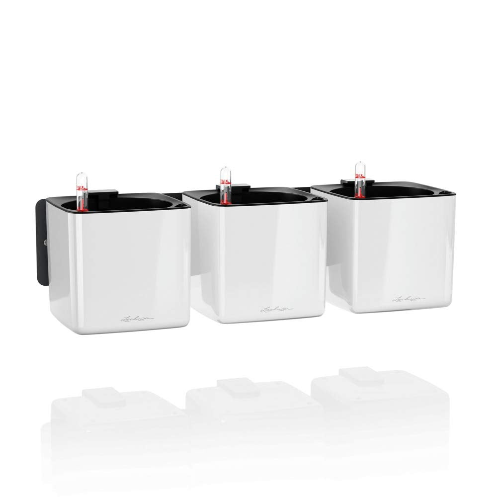 LECHUZA CUBE Glossy Green Wall Home Kit weiss-highgloss 13523 48x14x10 cm Weiss-highgloss, 48x14x10