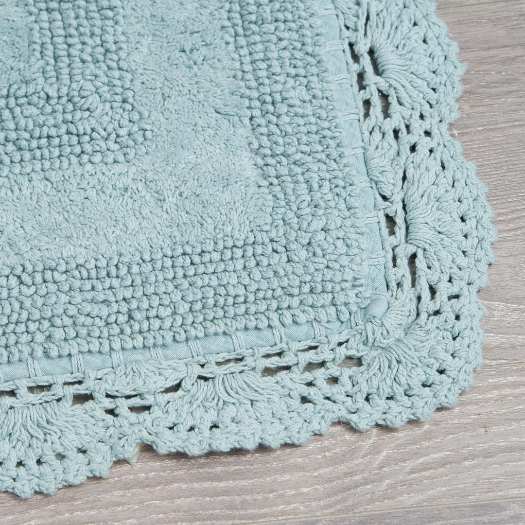 Laura Ashley Badvorleger, gehäkelt, Baumwolle, 43 x 61 cm, Aquamarin Aqua 17x24, Aqua 17x24