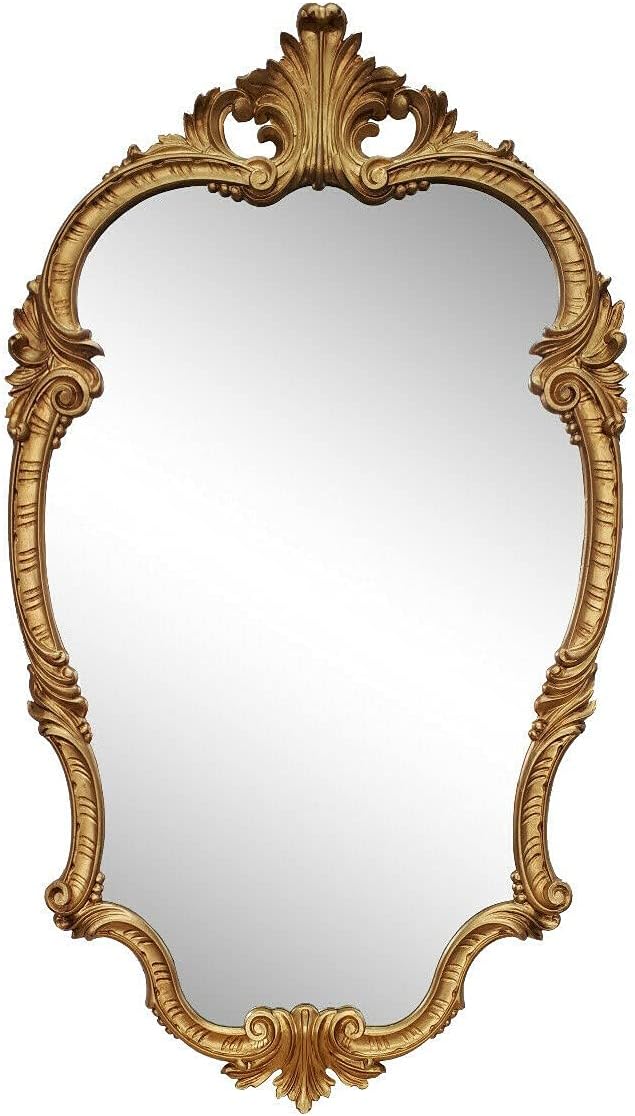 Artissimo GoldWandspiegel + Konsole in Oval Wandkonsole Barock 99x55 Flur Eingangsmöbel Möbel Konsol