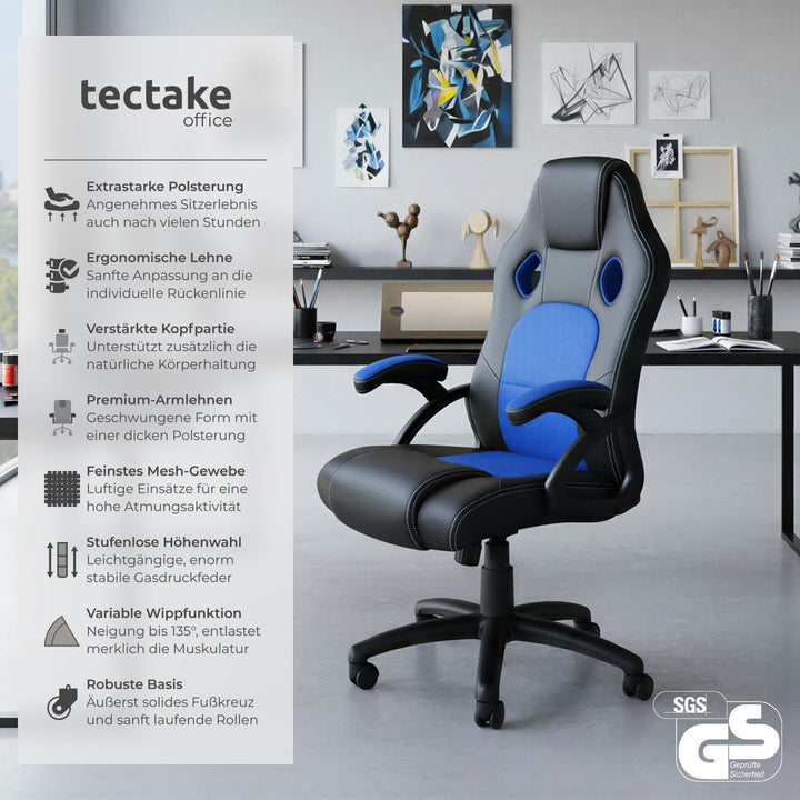 TecTake Sportsitz Chefsessel Stuhl ergonomischer Gaming Bürostuhl Racing Schalensitz - Diverse Farbe