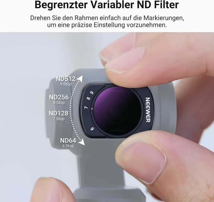 NEEWER Variabler ND Filter kompatibel mit DJI Osmo Pocket 3 und Creator Combo Zubehör, magnetischer