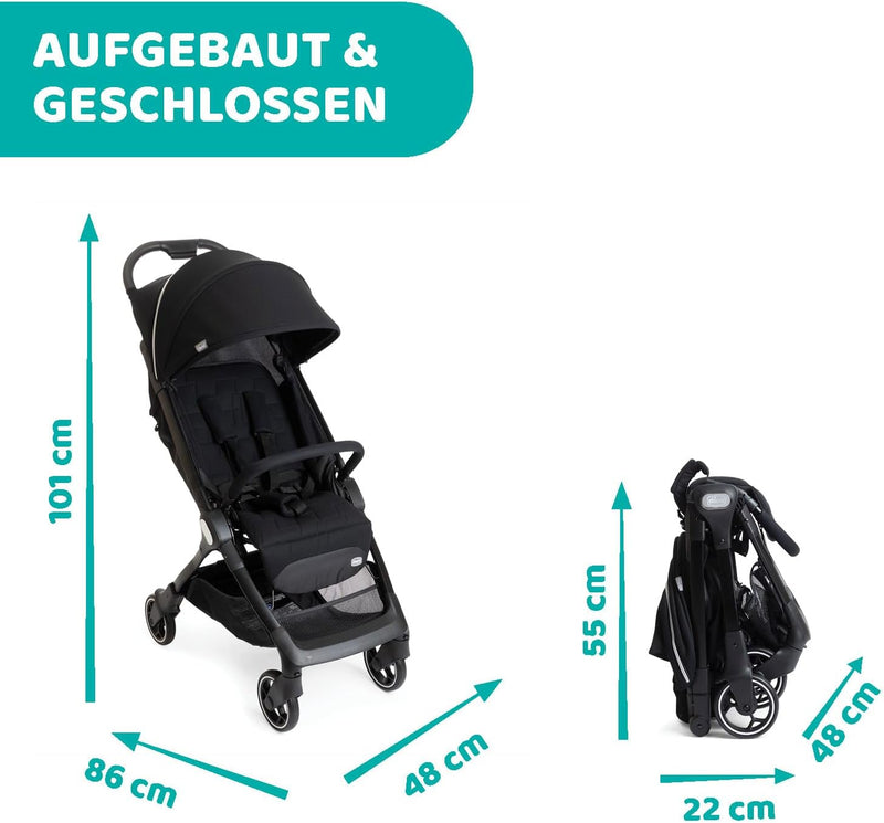 Chicco We Kinderwagen, faltbar, ultraleicht, von 0 Monaten bis 22 kg, Reise-Kinderwagen, neigbar, mi