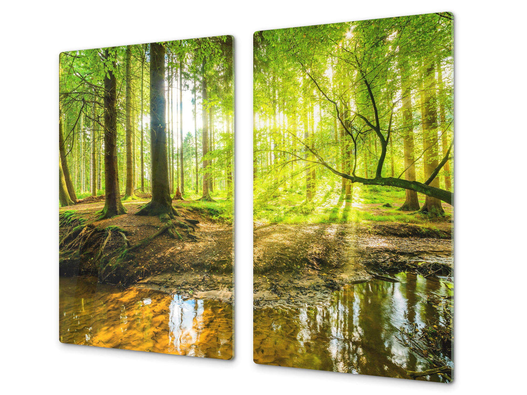 Küchenbrett aus Hartglas und Kochplattenabdeckung SINGLE mit 60 x 52 cm und DOUBLE - zwei Bretter mi