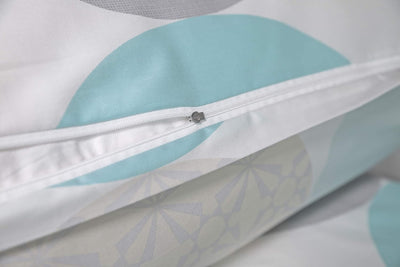 Mako-Satin-Bettwäsche Dessin 6383 türkis 02, 155x220 cm + 80x80 cm Türkis 155x220 Sonstige Muster, T