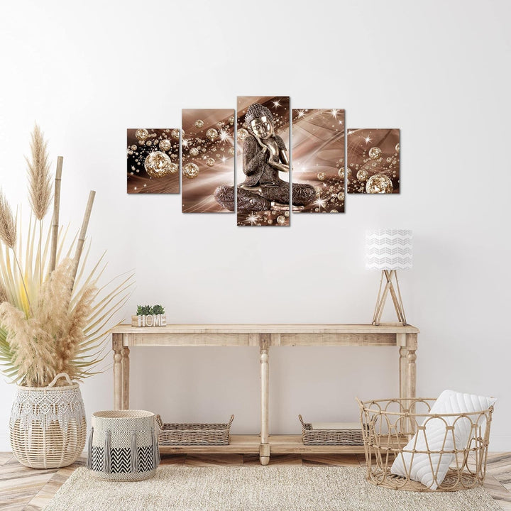 Runa Art Wandbilder Buddha Feng Shui 5 Teilig Bild auf Vlies Leinwand Deko Wohnzimmer Schlafzimmer D