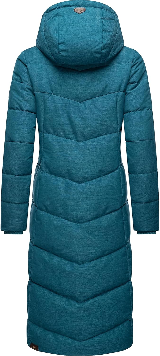 Ragwear Damen atmungsaktiver Wintermantel Warmer wasserdichter Steppmantel lang mit Kapuze Pavla Lon