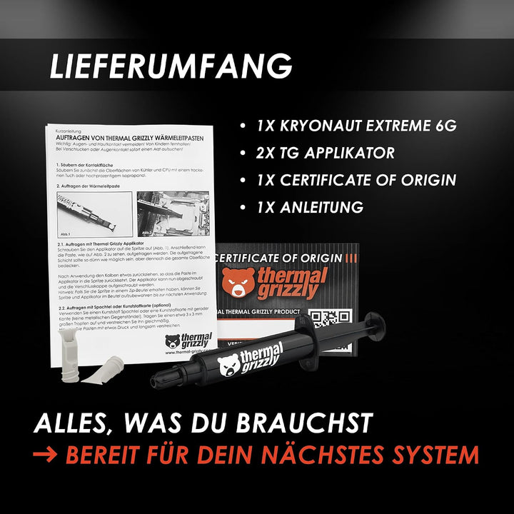 Thermal Grizzly - Kryonaut Extreme - 6 Gramm - Hochleistungsfähige Wärmeleitpaste - Für Maximale Wär