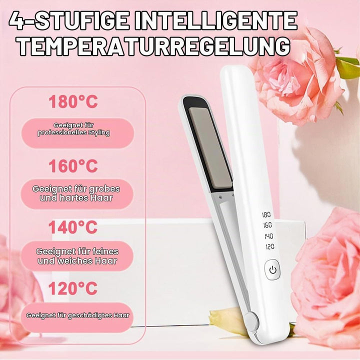 Vmxlso Mini Glätteisen Kabellos, Reise Glätteisen Mini, Kabelloses Glätteisen mit 4 Temperaturen, 32