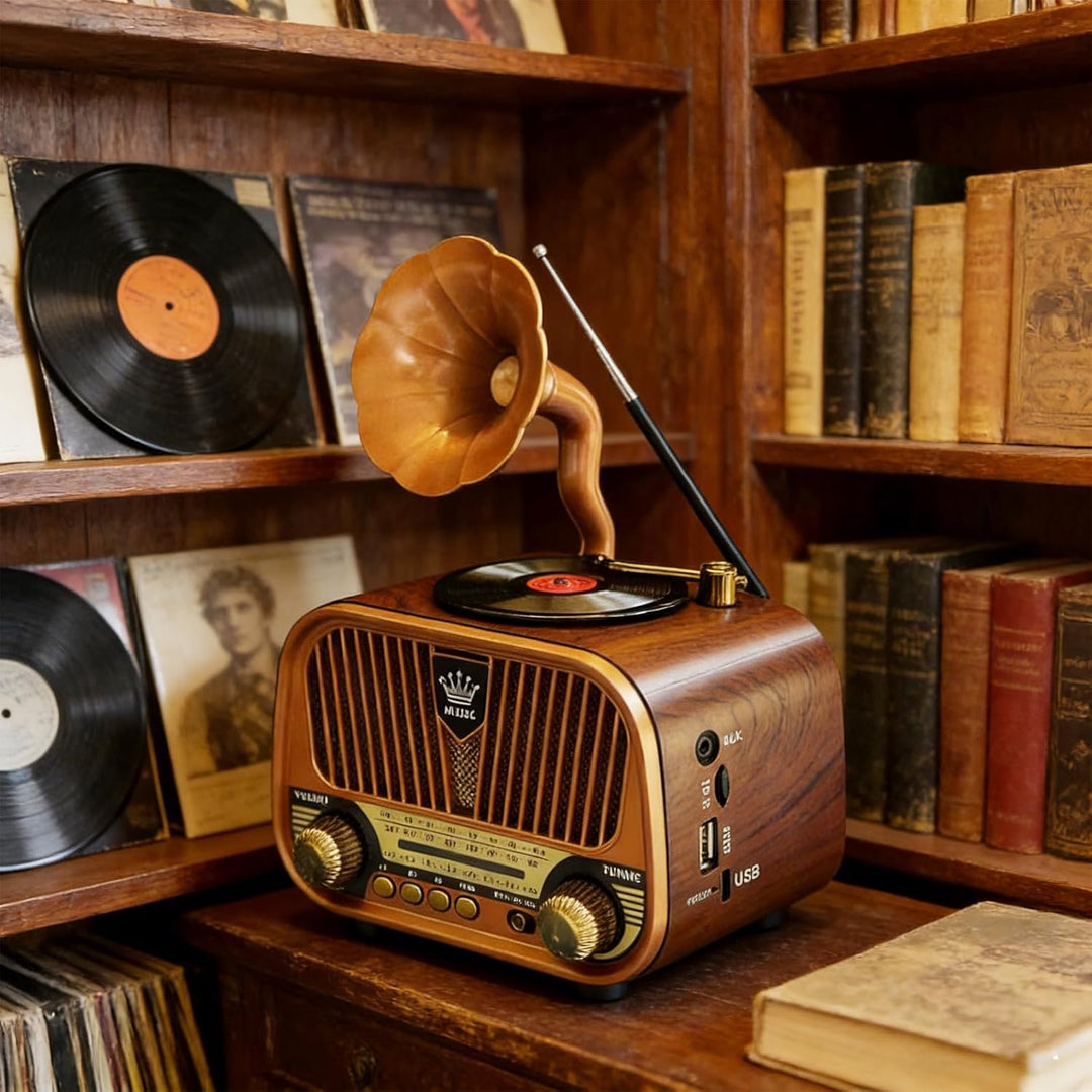 Retro Radio Klein AM/FM/SW, Nostalgie Radio mit Bluetooth, Unterstützt USB/TF/AUX Funktion, Tragbar