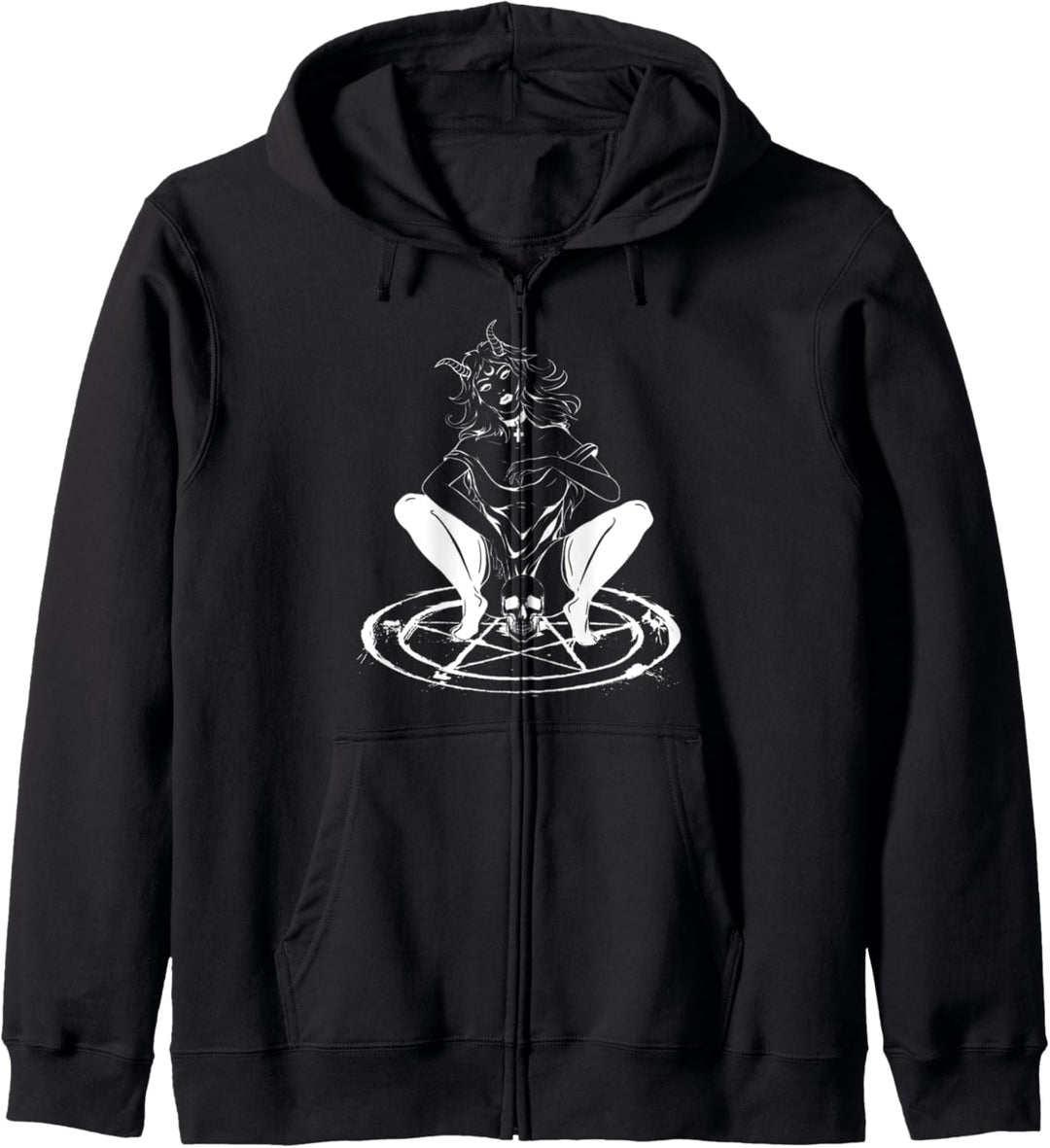 Demon Girl Pentagram Occult Sweater Pagan Goth Gifts Kapuzenjacke
