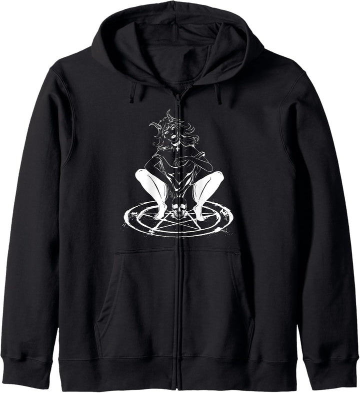 Demon Girl Pentagram Occult Sweater Pagan Goth Gifts Kapuzenjacke