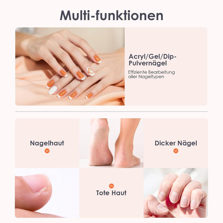 Delanie Elektrischer Nagelfräser für Gelnägel 35000 U/Min, Wiederaufladbar Nagel Fräser für Nägel mi
