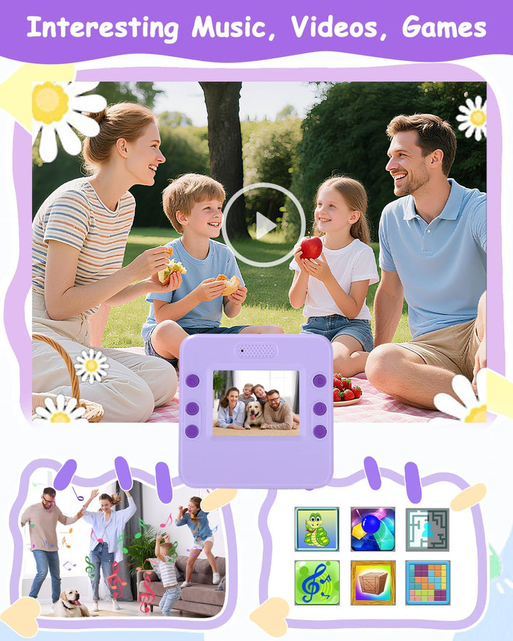 Sofortbildkamera Kinder, 1080P HD Kinderkamera Sofortbildkamera mit Sofortdruck, 32GB SD-Karte & 5 R