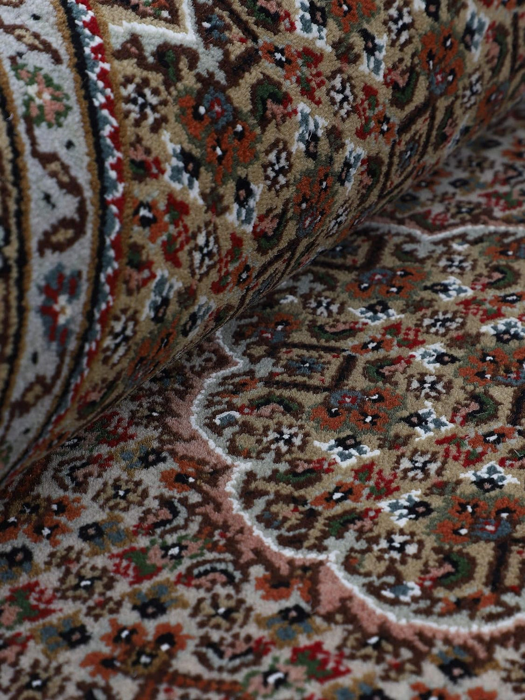 carpetfine Tabriz Mahi Teppich Schwarz 60x90 cm | Handgeknüpfter Teppich für Wohn- und Schlafzimmer