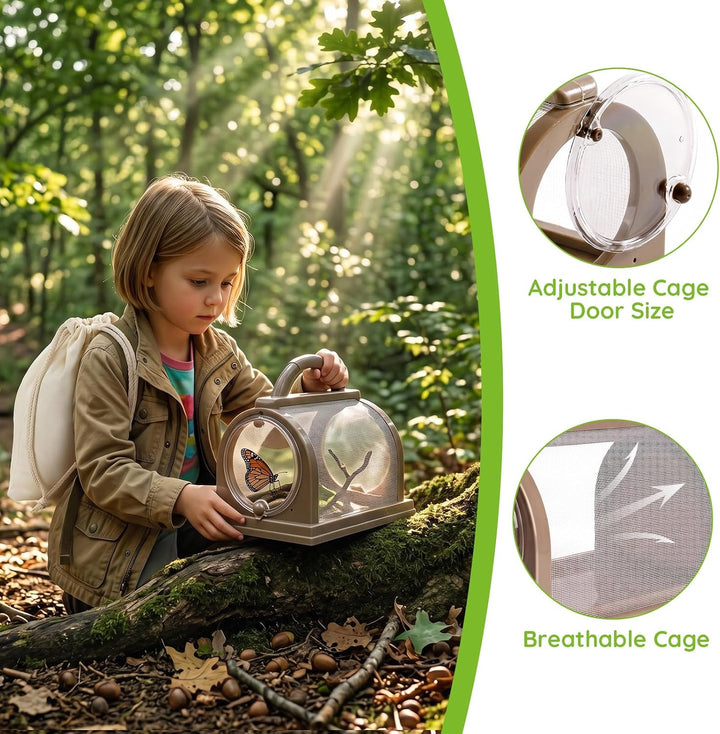 9 Pcs Forscherset Insektenfänger Set für Kinder, Outdoor Entdecker Set mit Lupen Schmetterlingsnetz