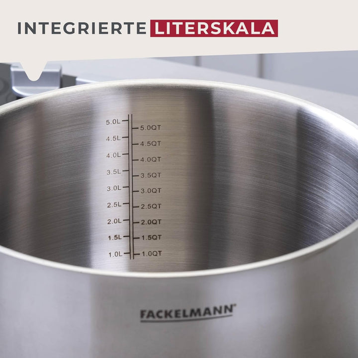 Fackelmann Kochtopf Essential Ø 24 cm aus Edelstahl – Modernes Design, ergonomische Softtouch-Griffe