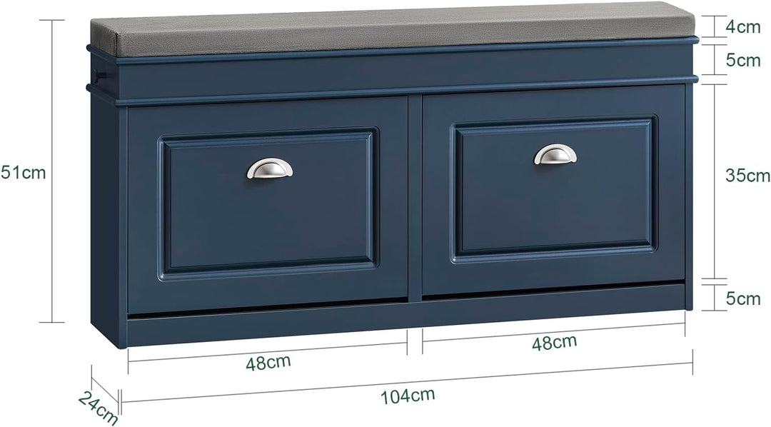 SoBuy Schuhbank mit Sitzfläche Sitzbank mit Stauraum und 2 Klappen, schmaler Schuhschrank mit Sitzba
