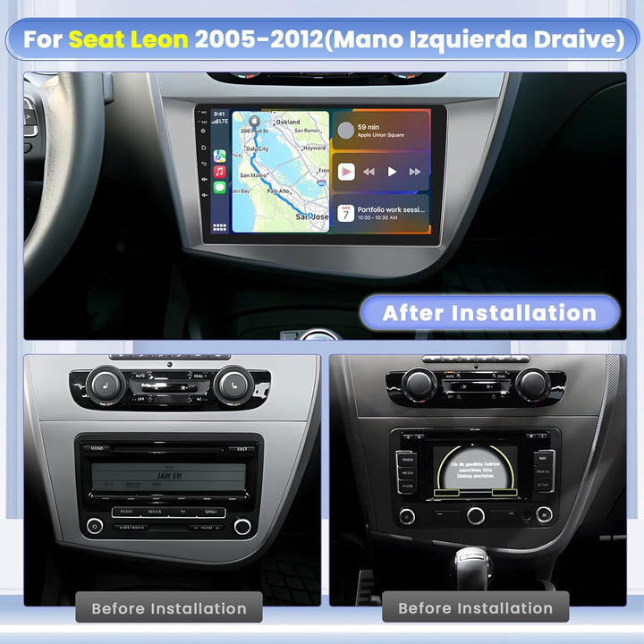 Hikity [8 Core 4+64GB] Android 15 Autoradio, für Seat Leon 2005-2012(Mano Izquierda Draive) Radio, C