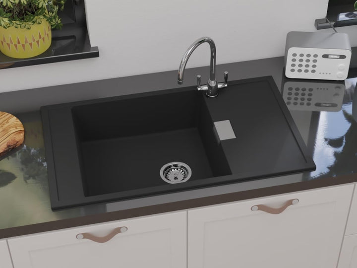 GRANMASTER Siphon Küchenspüle Automatischer 1-Kammer Raumsparsiphon mit überlauf auf der Abtropfscha