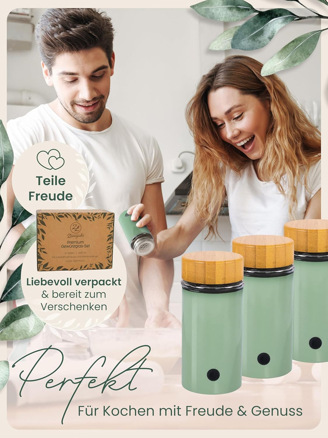 Fräulein Zimmerzauber - Gewürzgläser 12 Stück - Gewürze in deiner Küche ordentlich & modern aufbewah