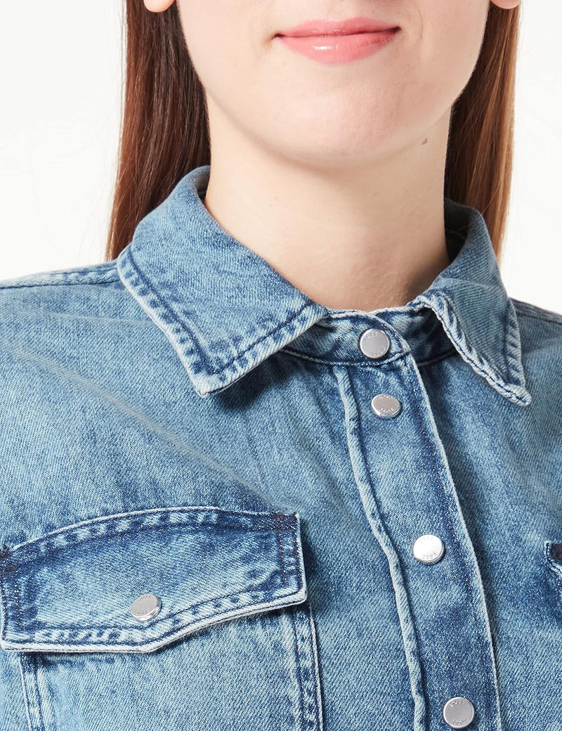 BOSS Damen C_birain Blouse 38 Open Blue461, 38 Open Blue461