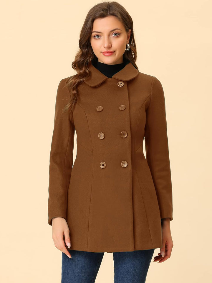 Allegra K Damen Trenchcoat Erbsenmantel M dunkelbraun, M dunkelbraun