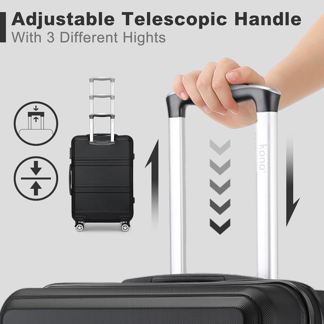 KONO Handgepäck Koffer 20 Zoll Leichter ABS+PC Hartschalenkoffer mit TSA-Schloss Reisekoffer mit 4 R
