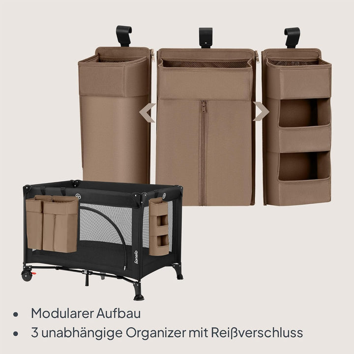 Lionelo Sidepocket Large Kinderbett-Organizer, Hängender Bett-Organizer, Wickeltisch, Windeln, Babyt