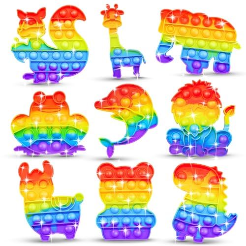 18 Stück Pop Bubble Fidget Toy, Sensorisches Fidget Spielzeug mit Tierforme - Anti-Stress Popspielze