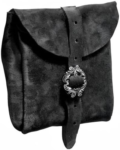 Andracor Mittelalter LARP Zubehör kleine Veloursleder Gürteltasche aus echtem Leder - 10 x 10 cm - s