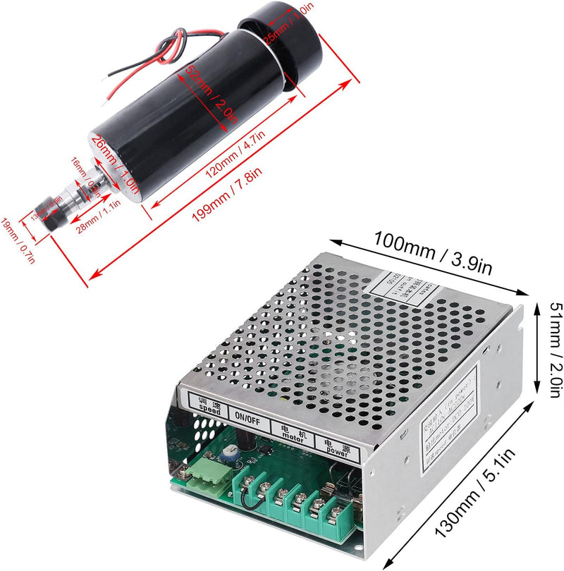 500W CNC CNC Bürstenloser Spindelmotor Kit, Luftgekühlter Frässpindelmotor ER11 12000RMP + AC110-AC2