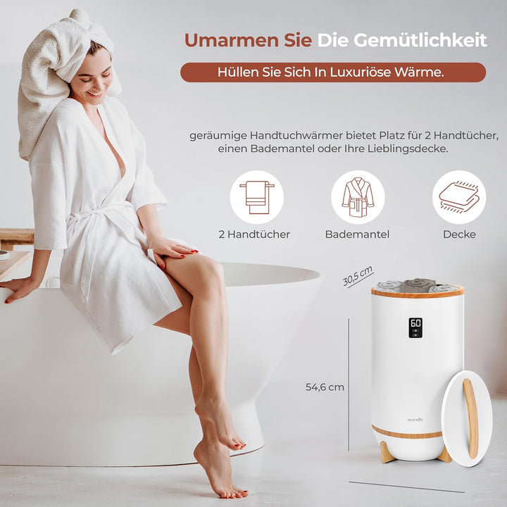 SereneLife Handtuchtrockner Elektrisch mit Timer, Handtuchwärmer Eimer Towel Warmer for 2 Towels, En