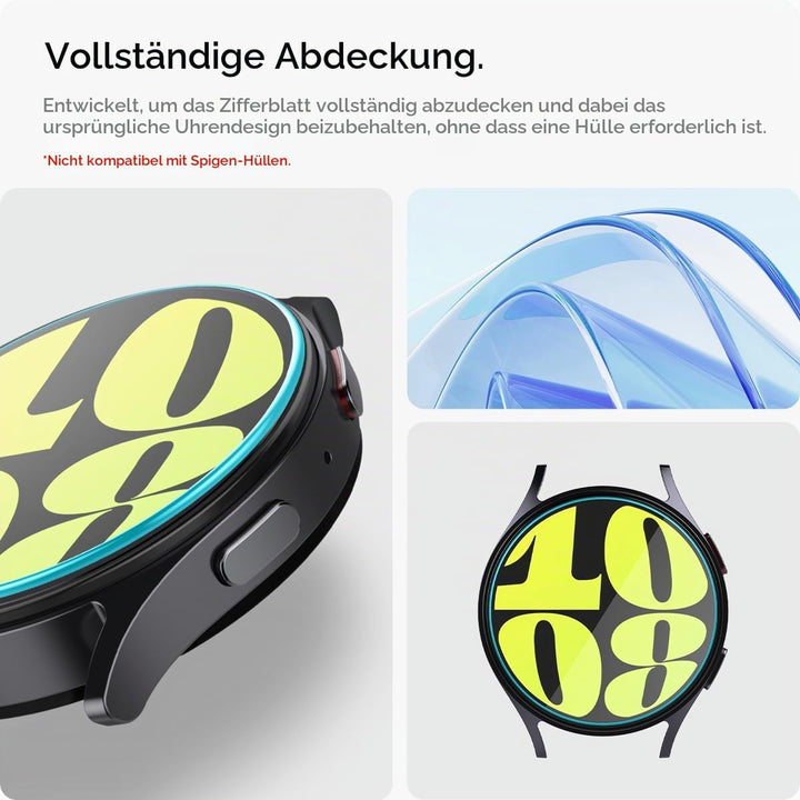 Spigen Glas.tR EZ Fit Schutzfolie kompatibel mit Samsung Galaxy Watch 7 44mm, 2 Stück, Nicht hüllenf