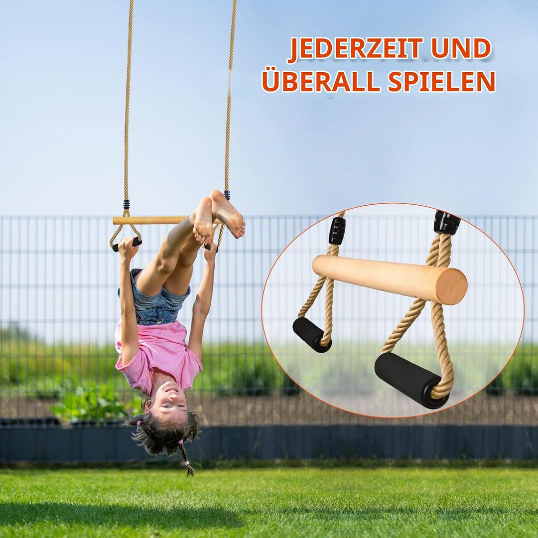 Trapez Schaukel, Kinderholz Multifunktions Einstellbar Schaukel mit Weicher Schwamm Griff Indoor Out
