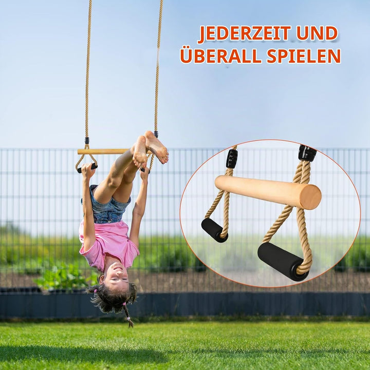 Trapez Schaukel, Kinderholz Multifunktions Einstellbar Schaukel mit Weicher Schwamm Griff Indoor Out