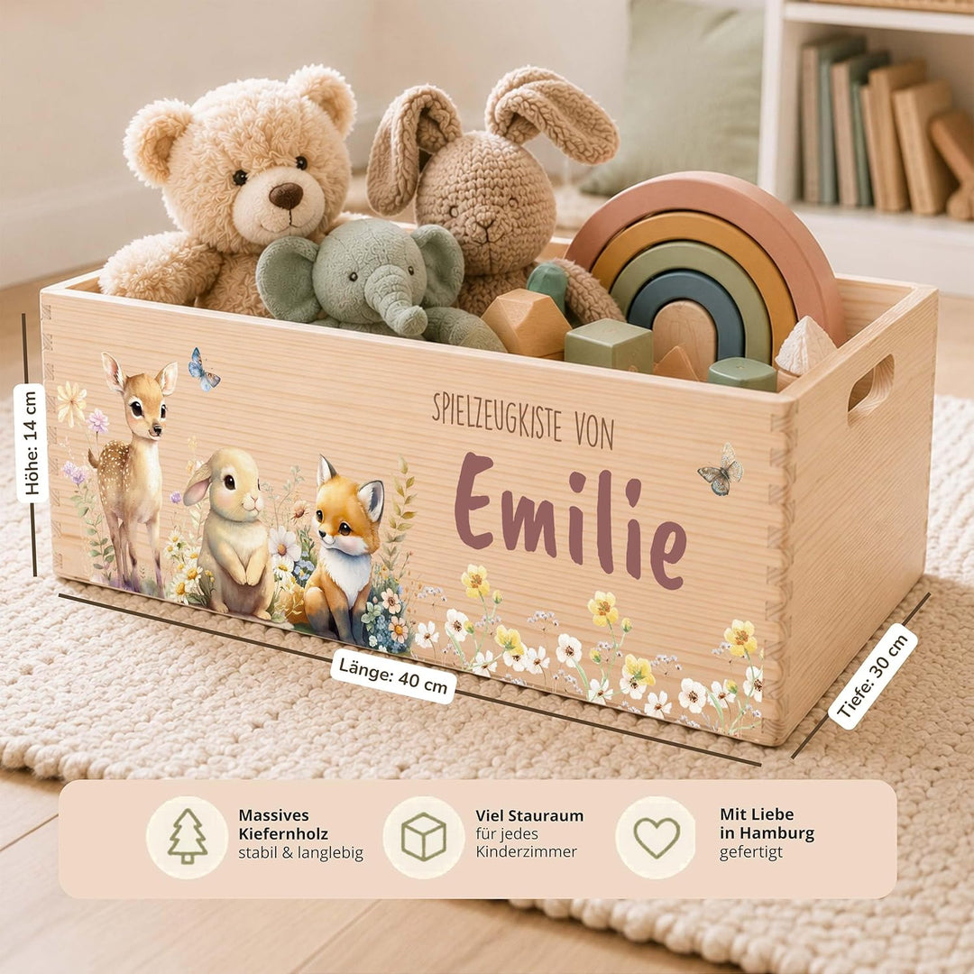 Kidsmood - Spielzeugkiste aus Holz mit Wunschnamen | Aufbewahrungsbox Kinder Spielzeug & Bücher | Pr