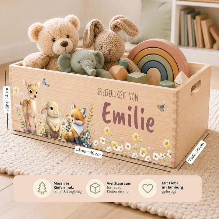 Kidsmood - Spielzeugkiste aus Holz mit Wunschnamen | Aufbewahrungsbox Kinder Spielzeug & Bücher | Pr