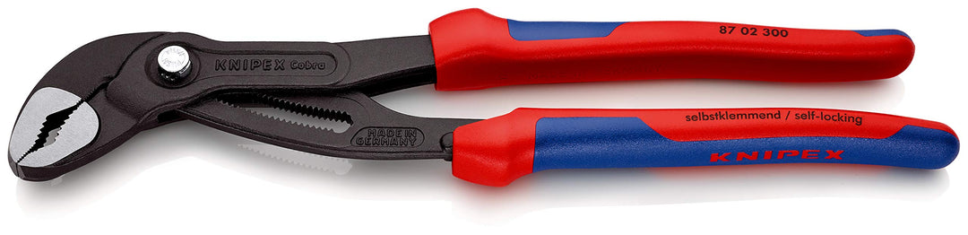 KNIPEX Cobra, Wasserpumpenzange | Rohrzange mit 2K-Griffen, gross, Chrom-Vanadium, atramentiert, 300