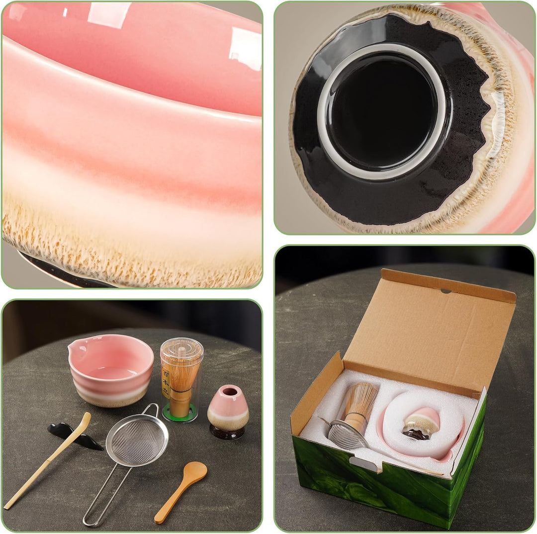 Biomatea Japanisches Matcha-Set, 7-teilig – Handgefertigtes Keramikset für die traditionelle Teezere