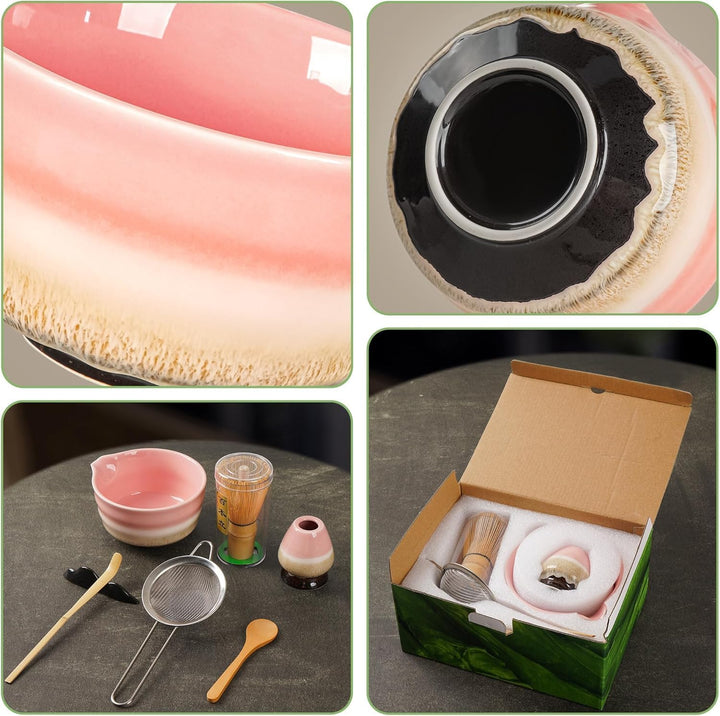 Biomatea Japanisches Matcha-Set, 7-teilig – Handgefertigtes Keramikset für die traditionelle Teezere