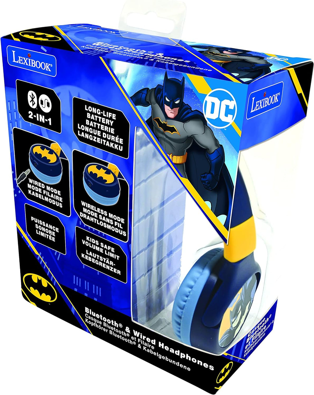 Lexibook - Batman - 2 in 1 Bluetooth Foldable Headphones (HPBT010BAT), Batman