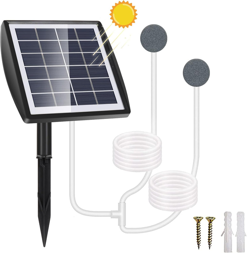 GuKKK Solar Sauerstoffpumpe, 2W Solar Teichbelüfter mit 2200mAh Akku, Solar Luftpumpe Aquarium Oxyge