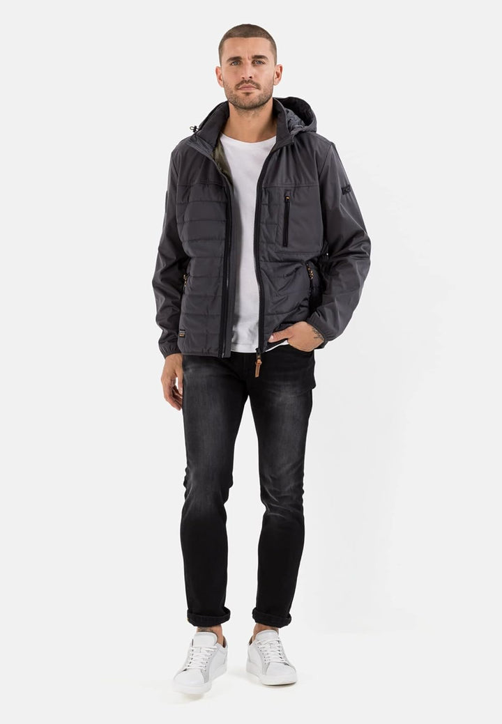 camel active Herren Hybrid-Blouson mit Kapuze 29 Grau, 29 Grau
