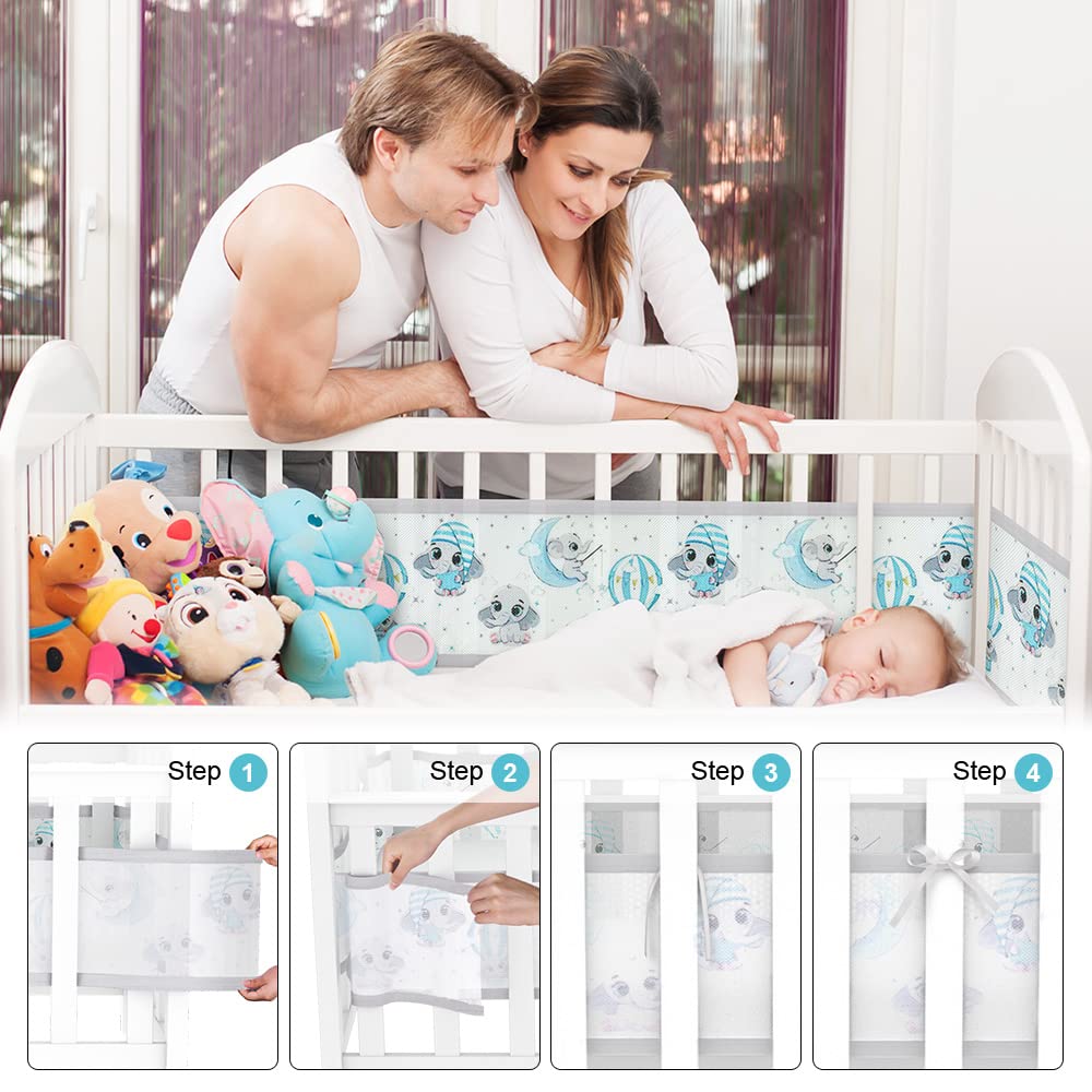 Aolso Bettumrandung Babybett, 2 Stück Nestchen für Kinderbetten Kantenschutz Baby Babybett, Atmungsa