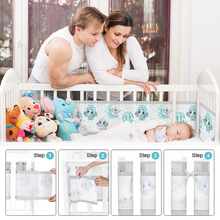 Aolso Bettumrandung Babybett, 2 Stück Nestchen für Kinderbetten Kantenschutz Baby Babybett, Atmungsa