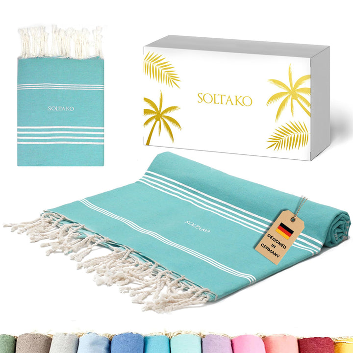 SOLTAKO Fouta Bali Premium XXL, Aqua, 200/200cm, Aqua 200/200cm