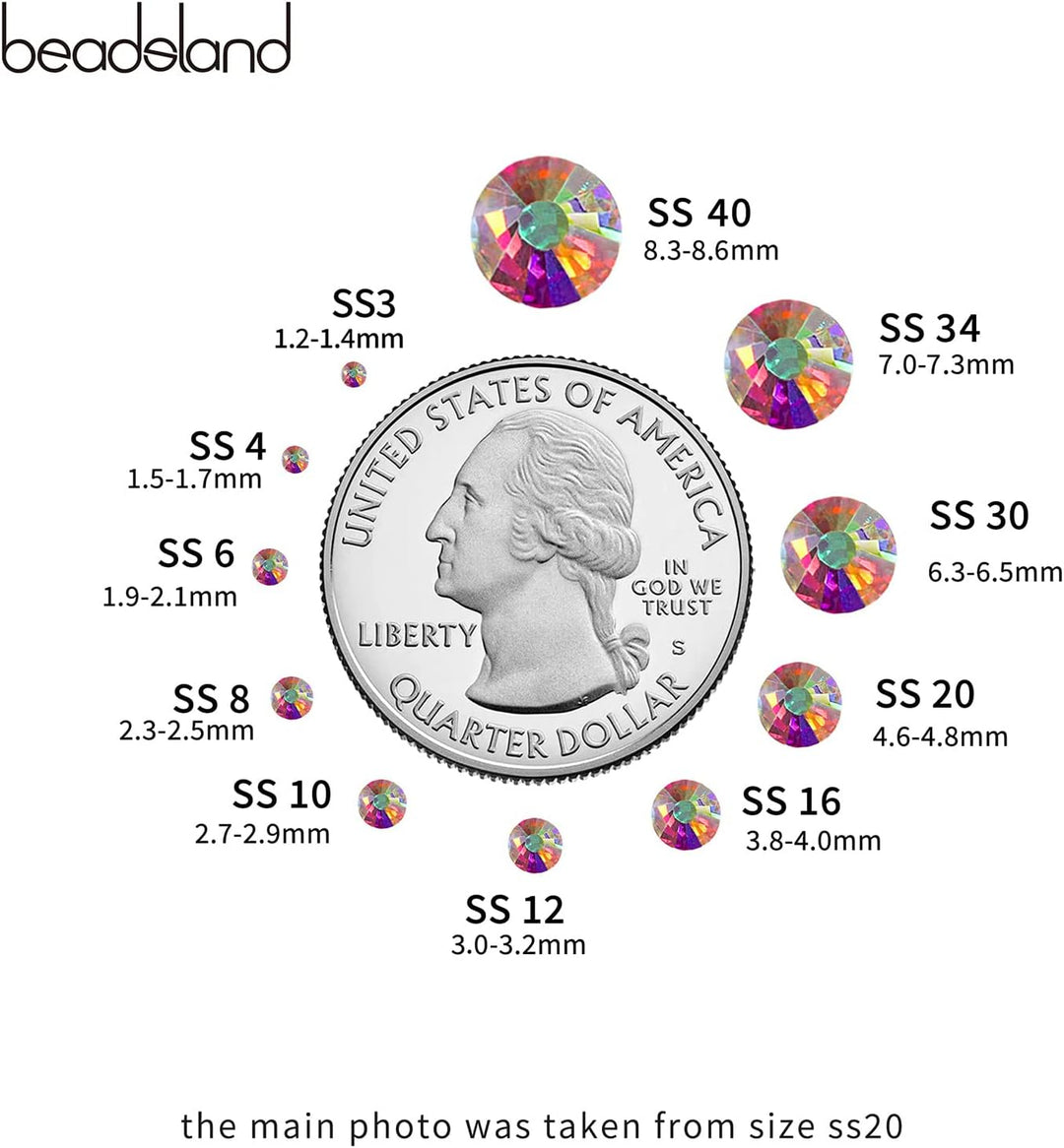 BEADSLAND Hotfix Strasssteine Bulk, 14400 Stück Kristall Hotfix Strasssteine zum Basteln Kleidung DI